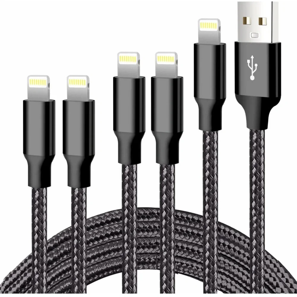 iPhone Charger, 5 Pack 3/3/6/6/10FT Apple MFi Certified USB Lightning Cable
